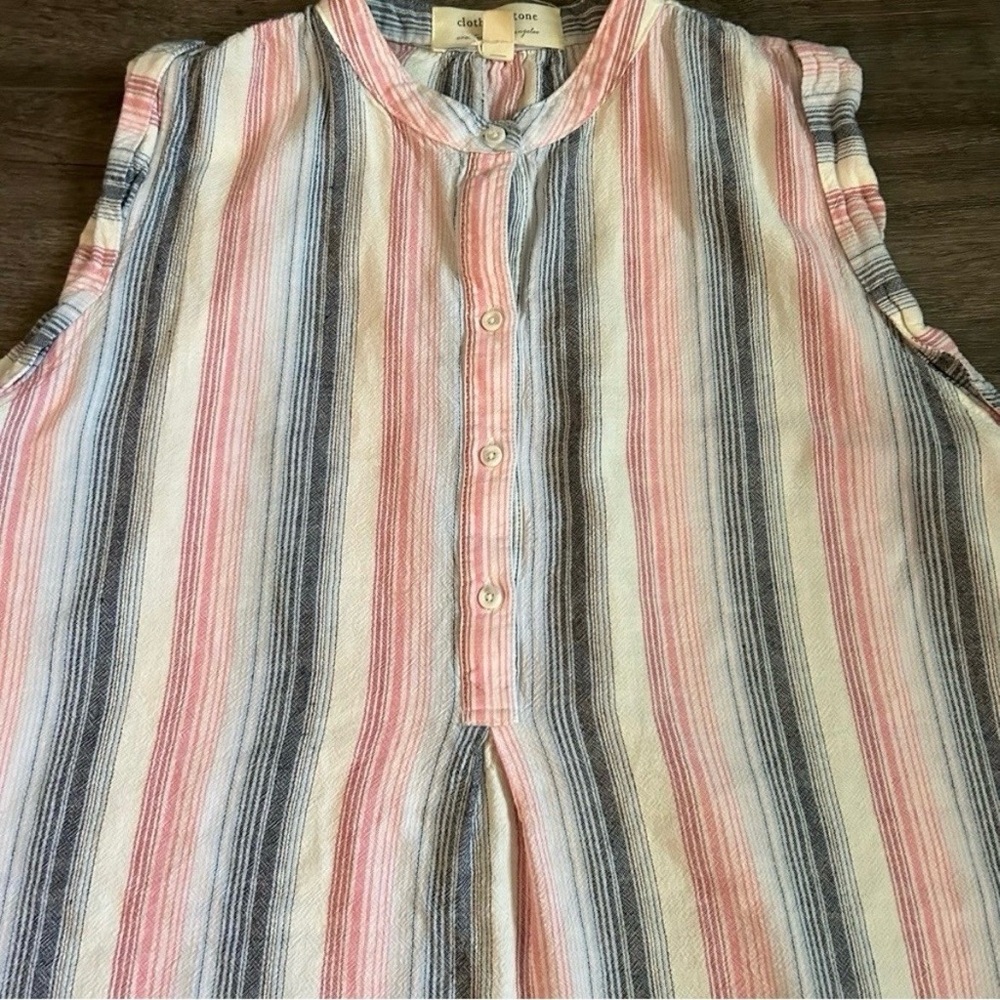 Women's Cloth & Stone Anthropologie Linen Sleeveless Shirt Dress Size Medium - Picture 3 of 7